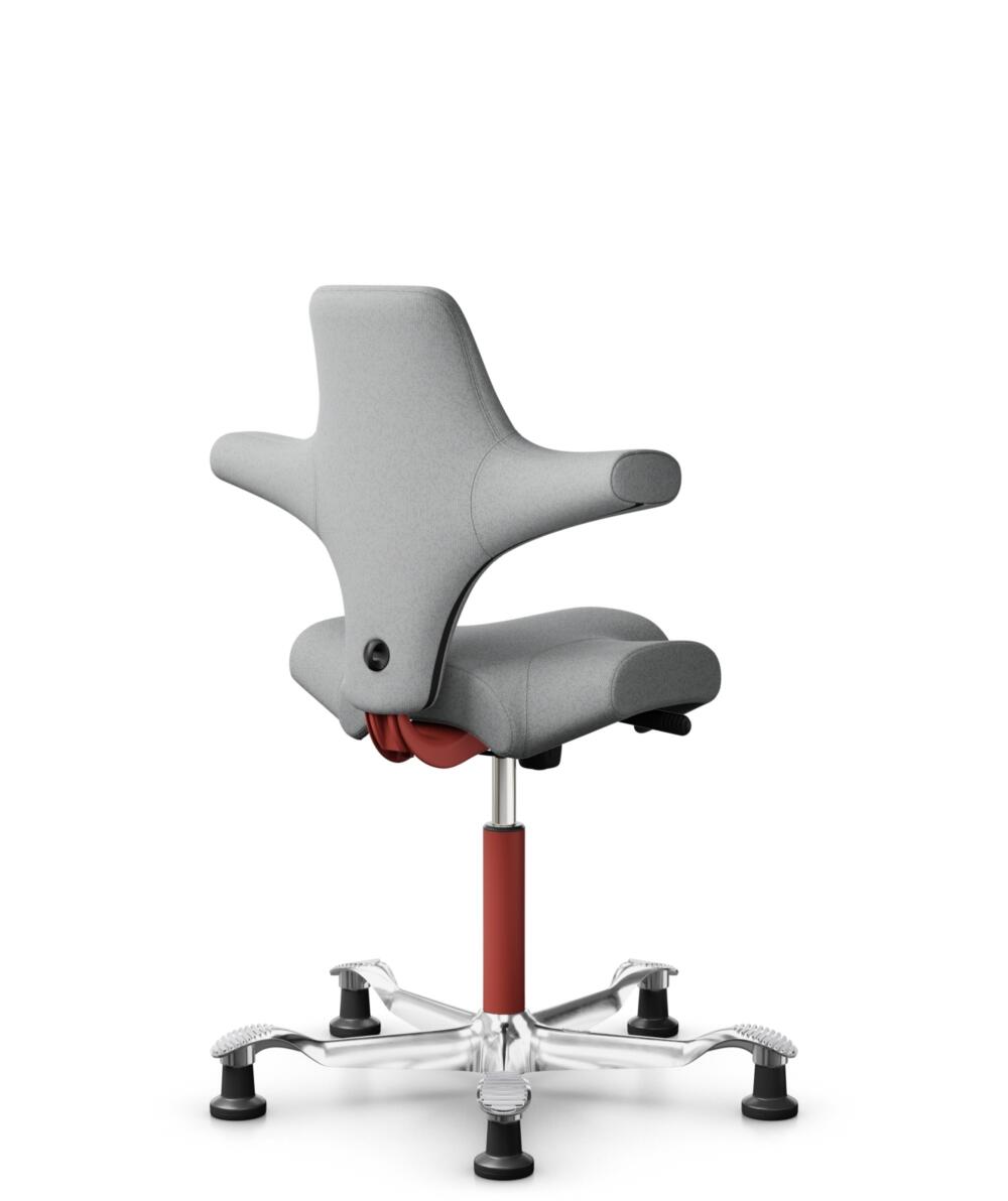 HÅG Capisco 8106 - Capture (Gabriel) - Wol / Polyamide - CPT4102 - Light grey - Framekleur - Blush Rose - Gasveer - 200 mm (Zithoogte 46-64cm) - Vloercontact - Glijdoppen - Voetenring - Nee, geen voetenring - Voetster - Ja, voetster in gepolijst aluminium - 1