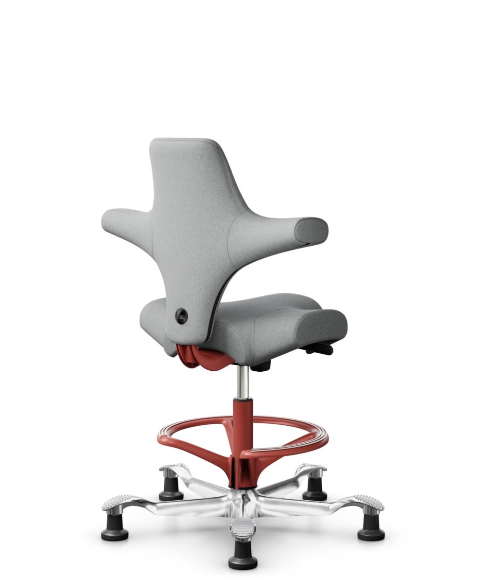 HÅG Capisco 8106 - Capture (Gabriel) - Wol / Polyamide - CPT4102 - Light grey - Framekleur - Blush Rose - Gasveer - 200 mm (Zithoogte 46-64cm) - Vloercontact - Glijdoppen - Voetenring - Ja, in framekleur - Voetster - Ja, voetster in gepolijst aluminium - 2