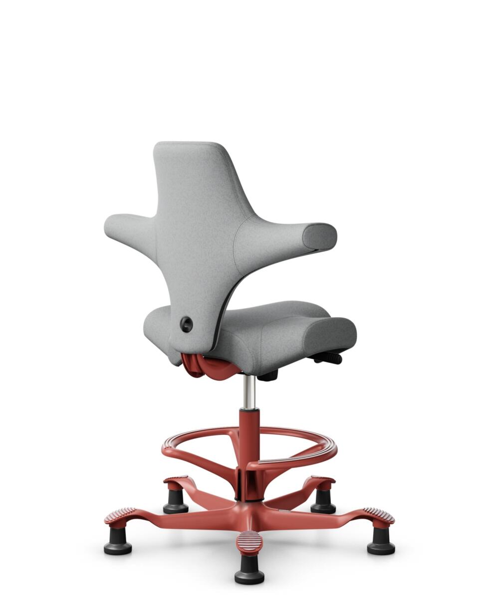 HÅG Capisco 8106 - Capture (Gabriel) - Wol / Polyamide - CPT4102 - Light grey - Framekleur - Blush Rose - Gasveer - 265 mm (Zithoogte 53-79cm) - Vloercontact - Glijdoppen - Voetenring - Ja, in framekleur - Voetster - Nee, voetster in framekleur - 3
