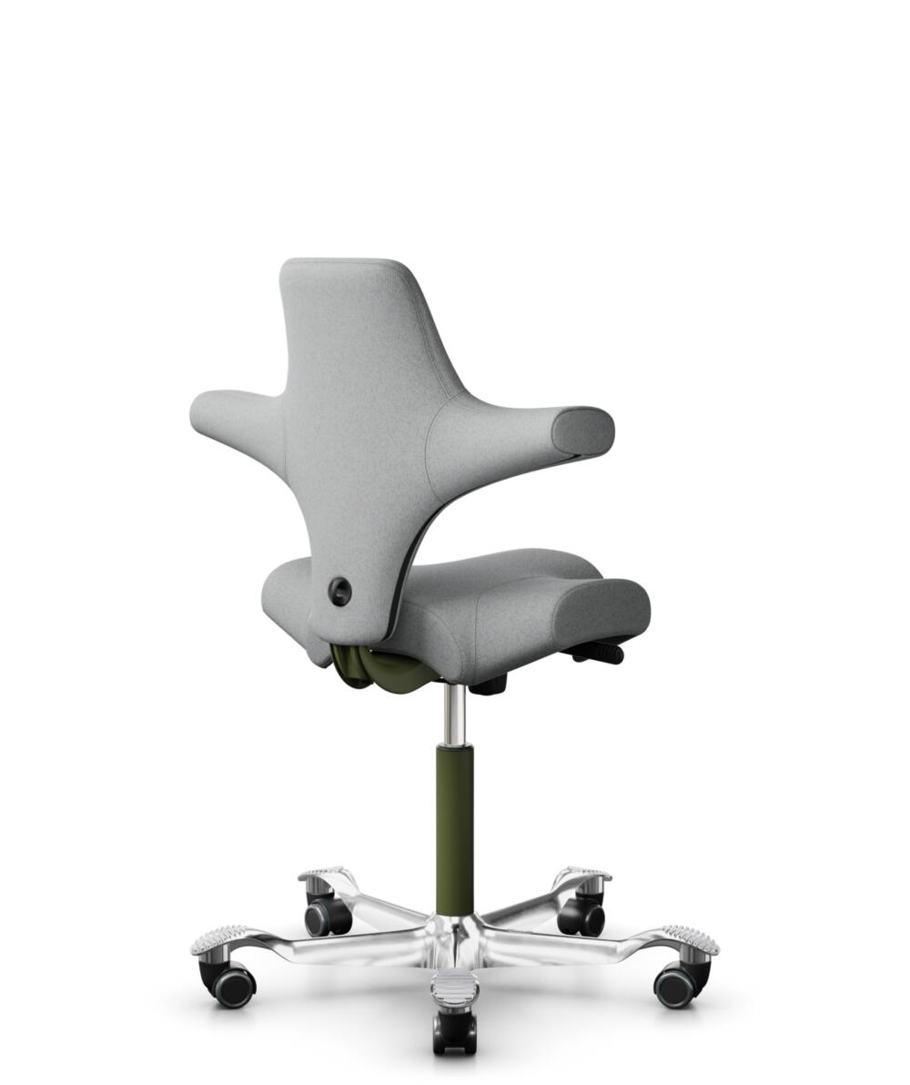 HÅG Capisco 8106 - Capture (Gabriel) - Wol / Polyamide - CPT4102 - Light grey - Framekleur - Moss Grey - Gasveer - 150 mm (Zithoogte 40-55cm) - Vloercontact - Zachte wielen t.b.v. harde vloeren - Voetenring - Nee, geen voetenring - Voetster - Ja, voets... - 2