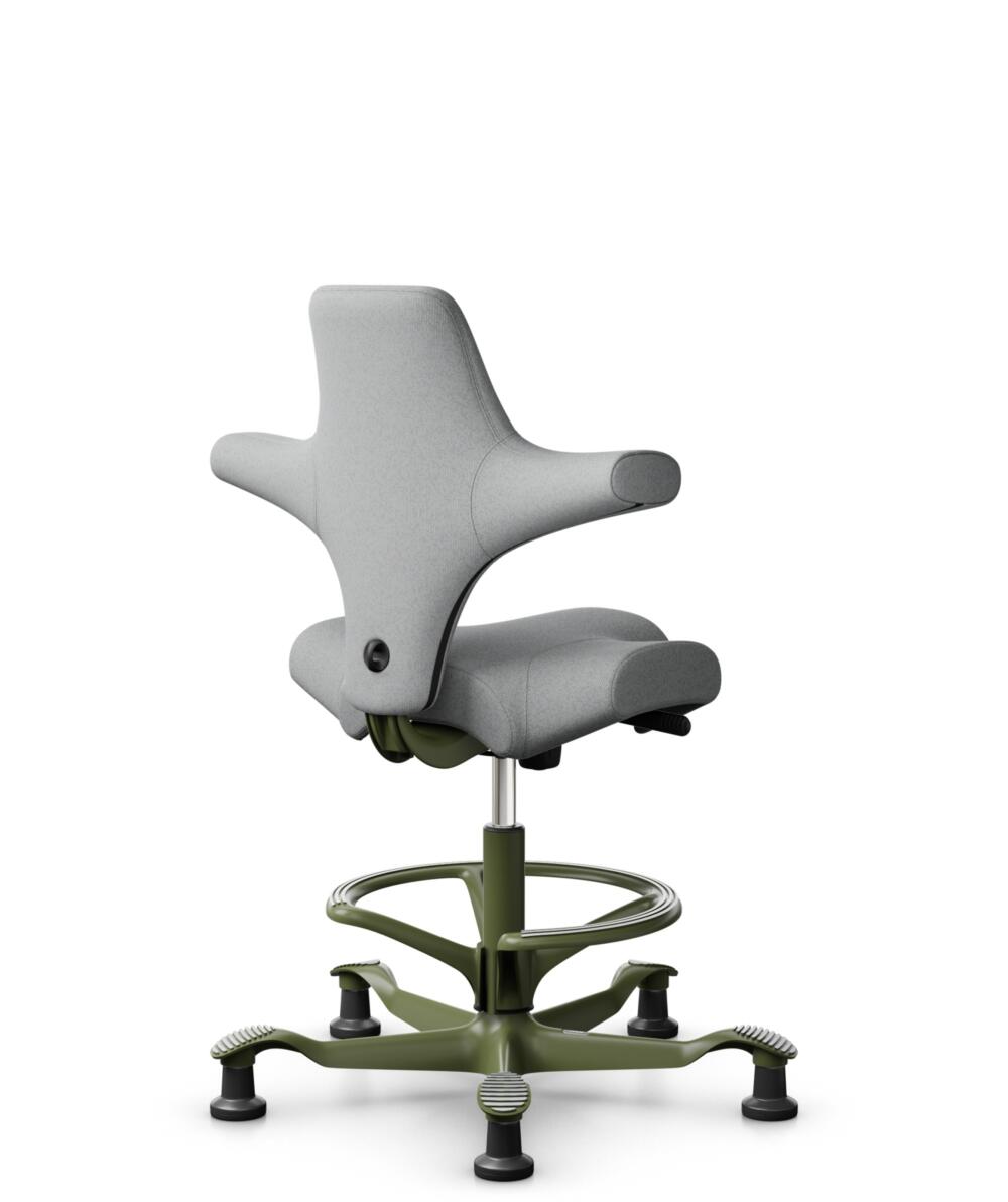 HÅG Capisco 8106 - Capture (Gabriel) - Wol / Polyamide - CPT4102 - Light grey - Framekleur - Moss Grey - Gasveer - 200 mm (Zithoogte 46-64cm) - Vloercontact - Glijdoppen - Voetenring - Ja, in framekleur - Voetster - Nee, voetster in framekleur - 1