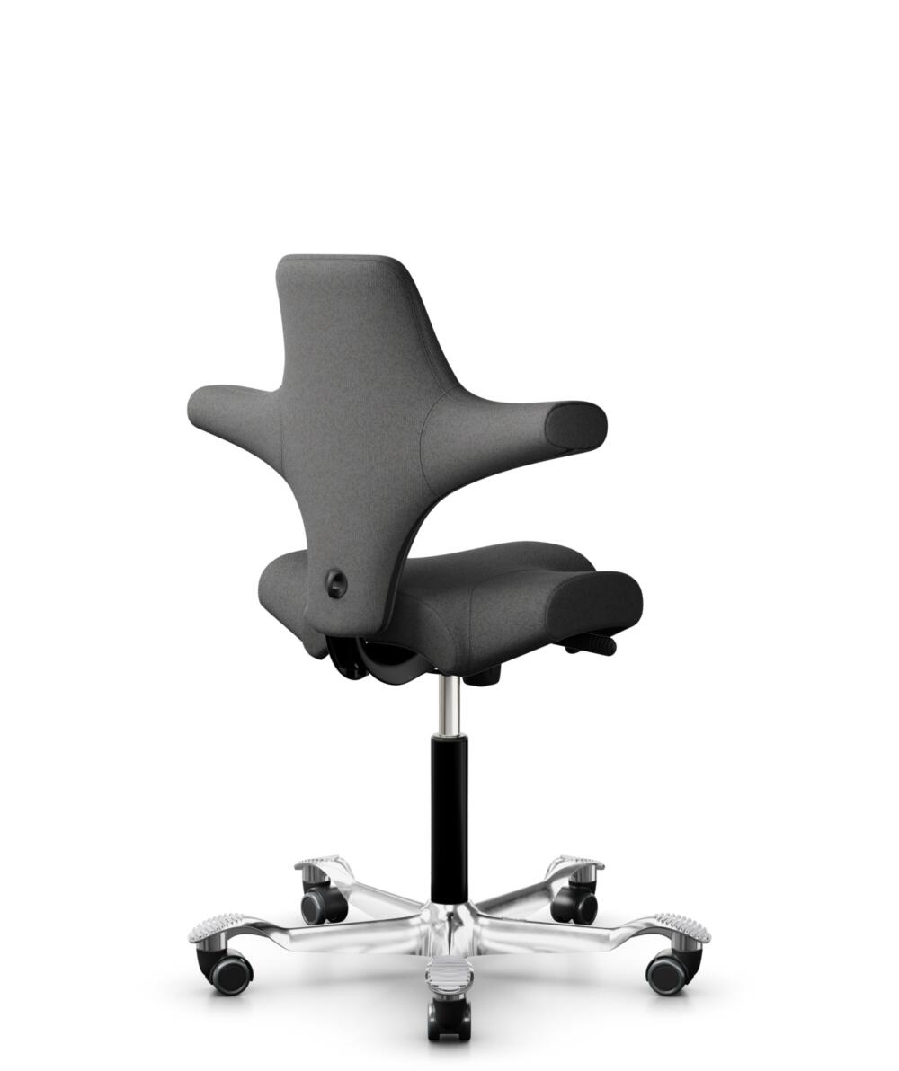 HÅG Capisco 8106 - Capture (Gabriel) - Wol / Polyamide - CPT4601 - Dark grey - Framekleur - Zwart - Gasveer - 150 mm (Zithoogte 40-55cm) - Vloercontact - Harde wielen t.b.v. zachte vloeren - Voetenring - Nee, geen voetenring - Voetster - Ja, voetster i... - 1