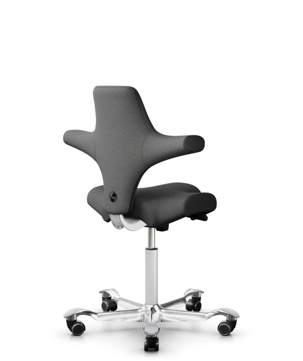 HÅG Capisco 8106 - Capture (Gabriel) - Wol / Polyamide - CPT4601 - Dark grey - Framekleur - Wit - Gasveer - 265 mm (Zithoogte 53-79cm) - Vloercontact - Harde wielen t.b.v. zachte vloeren - Voetenring - Nee, geen voetenring - Voetster - Ja, voetster in ... - 1