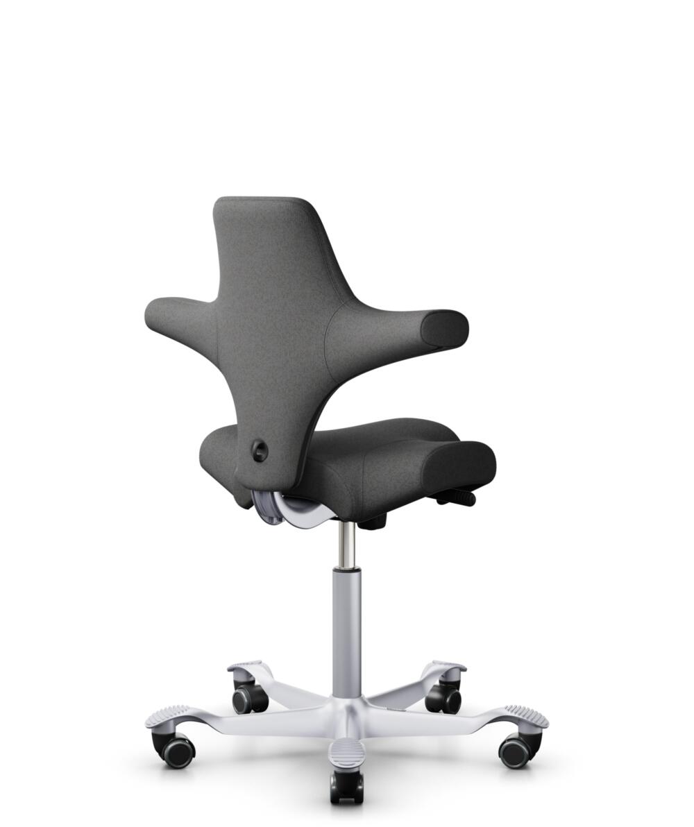 HÅG Capisco 8106 - Capture (Gabriel) - Wol / Polyamide - CPT4601 - Dark grey - Framekleur - Zilver - Gasveer - 265 mm (Zithoogte 53-79cm) - Vloercontact - Harde wielen t.b.v. zachte vloeren - Voetenring - Nee, geen voetenring - Voetster - Nee, voetster... - 1