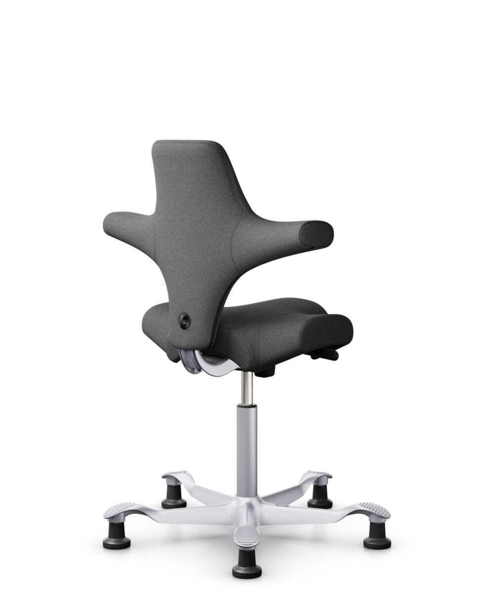 HÅG Capisco 8106 - Capture (Gabriel) - Wol / Polyamide - CPT4601 - Dark grey - Framekleur - Zilver - Gasveer - 265 mm (Zithoogte 53-79cm) - Vloercontact - Glijdoppen - Voetenring - Nee, geen voetenring - Voetster - Nee, voetster in framekleur - 1