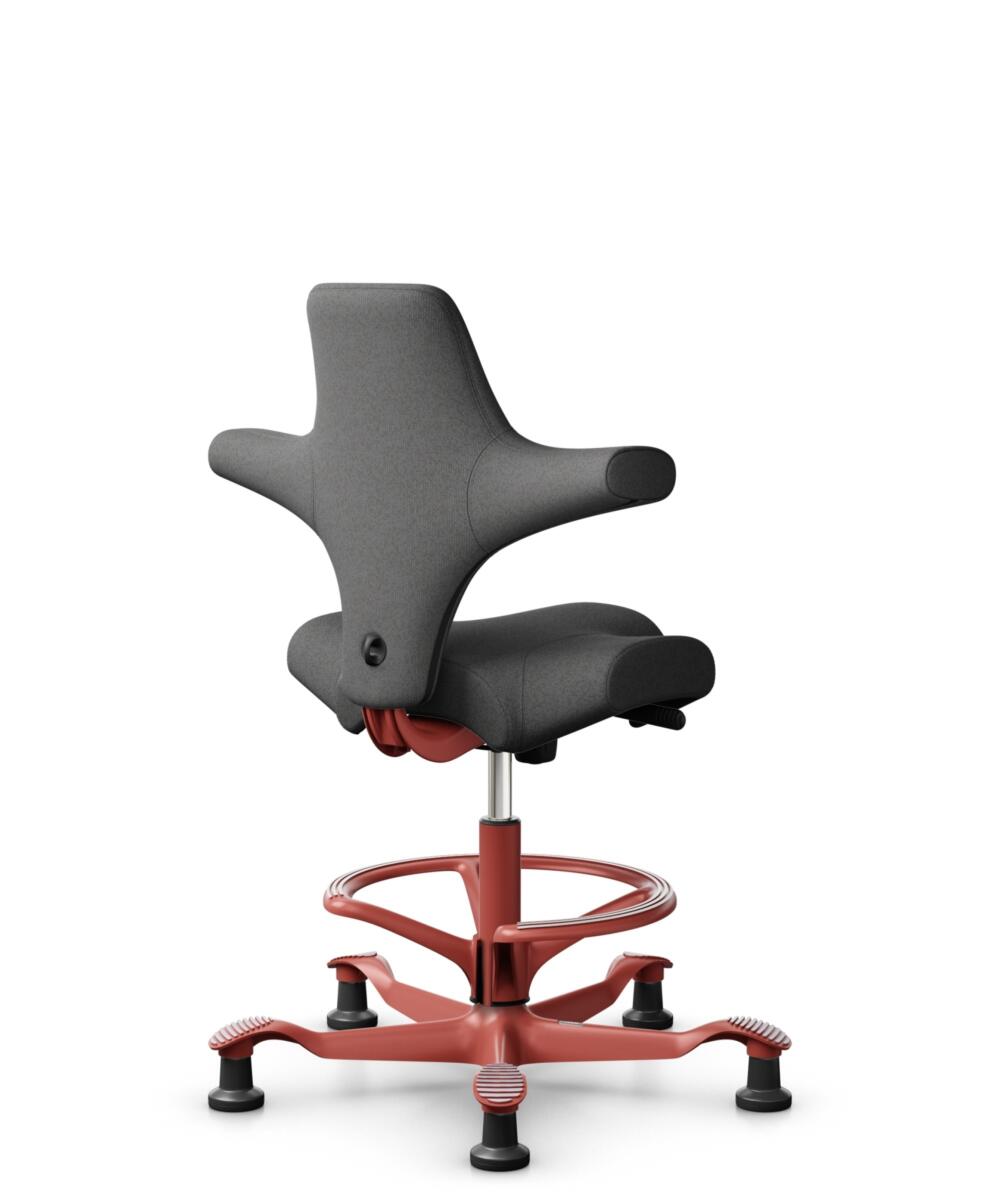 HÅG Capisco 8106 - Capture (Gabriel) - Wol / Polyamide - CPT4601 - Dark grey - Framekleur - Blush Rose - Gasveer - 200 mm (Zithoogte 46-64cm) - Vloercontact - Glijdoppen - Voetenring - Ja, in framekleur - Voetster - Nee, voetster in framekleur - 3