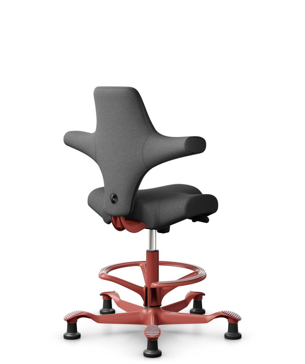 HÅG Capisco 8106 - Capture (Gabriel) - Wol / Polyamide - CPT4601 - Dark grey - Framekleur - Blush Rose - Gasveer - 265 mm (Zithoogte 53-79cm) - Vloercontact - Glijdoppen - Voetenring - Ja, in framekleur - Voetster - Nee, voetster in framekleur - 3