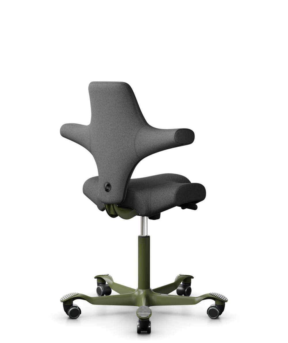HÅG Capisco 8106 - Capture (Gabriel) - Wol / Polyamide - CPT4601 - Dark grey - Framekleur - Moss Grey - Gasveer - 265 mm (Zithoogte 53-79cm) - Vloercontact - Zachte wielen t.b.v. harde vloeren - Voetenring - Nee, geen voetenring - Voetster - Nee, voets... - 1
