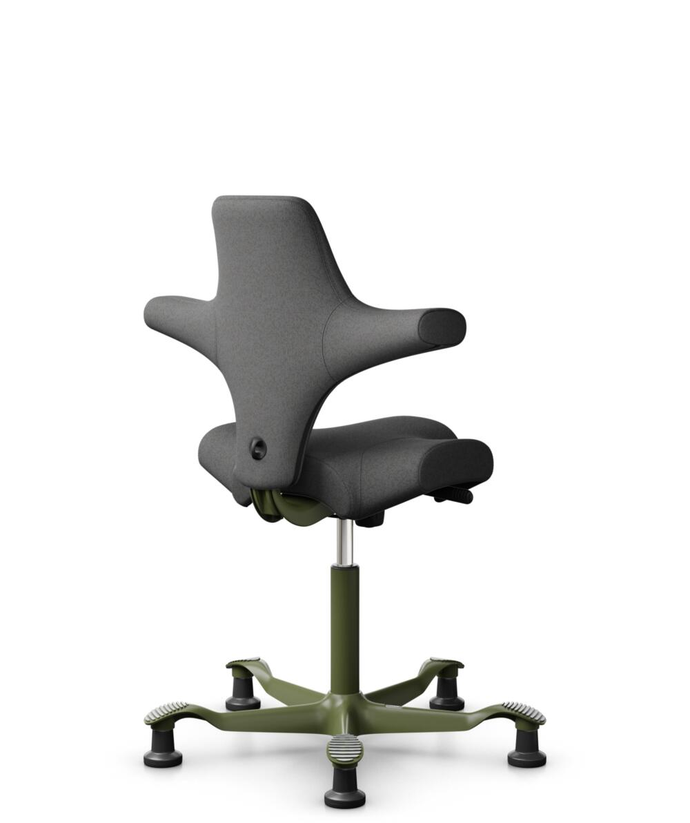HÅG Capisco 8106 - Capture (Gabriel) - Wol / Polyamide - CPT4601 - Dark grey - Framekleur - Moss Grey - Gasveer - 265 mm (Zithoogte 53-79cm) - Vloercontact - Glijdoppen - Voetenring - Nee, geen voetenring - Voetster - Nee, voetster in framekleur - 1