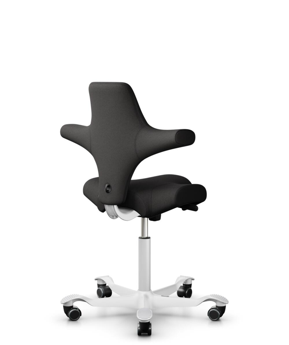HÅG Capisco 8106 - Capture (Gabriel) - Wol / Polyamide - CPT5501 - Charcoal - Framekleur - Wit - Gasveer - 150 mm (Zithoogte 40-55cm) - Vloercontact - Harde wielen t.b.v. zachte vloeren - Voetenring - Nee, geen voetenring - Voetster - Nee, voetster in ... - 1