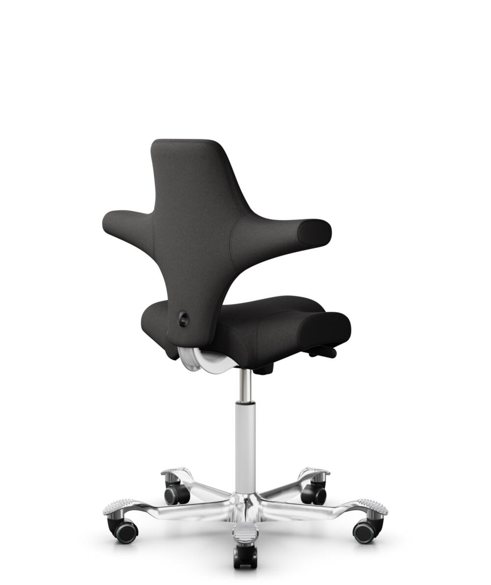 HÅG Capisco 8106 - Capture (Gabriel) - Wol / Polyamide - CPT5501 - Charcoal - Framekleur - Wit - Gasveer - 150 mm (Zithoogte 40-55cm) - Vloercontact - Zachte wielen t.b.v. harde vloeren - Voetenring - Nee, geen voetenring - Voetster - Ja, voetster in g... - 2