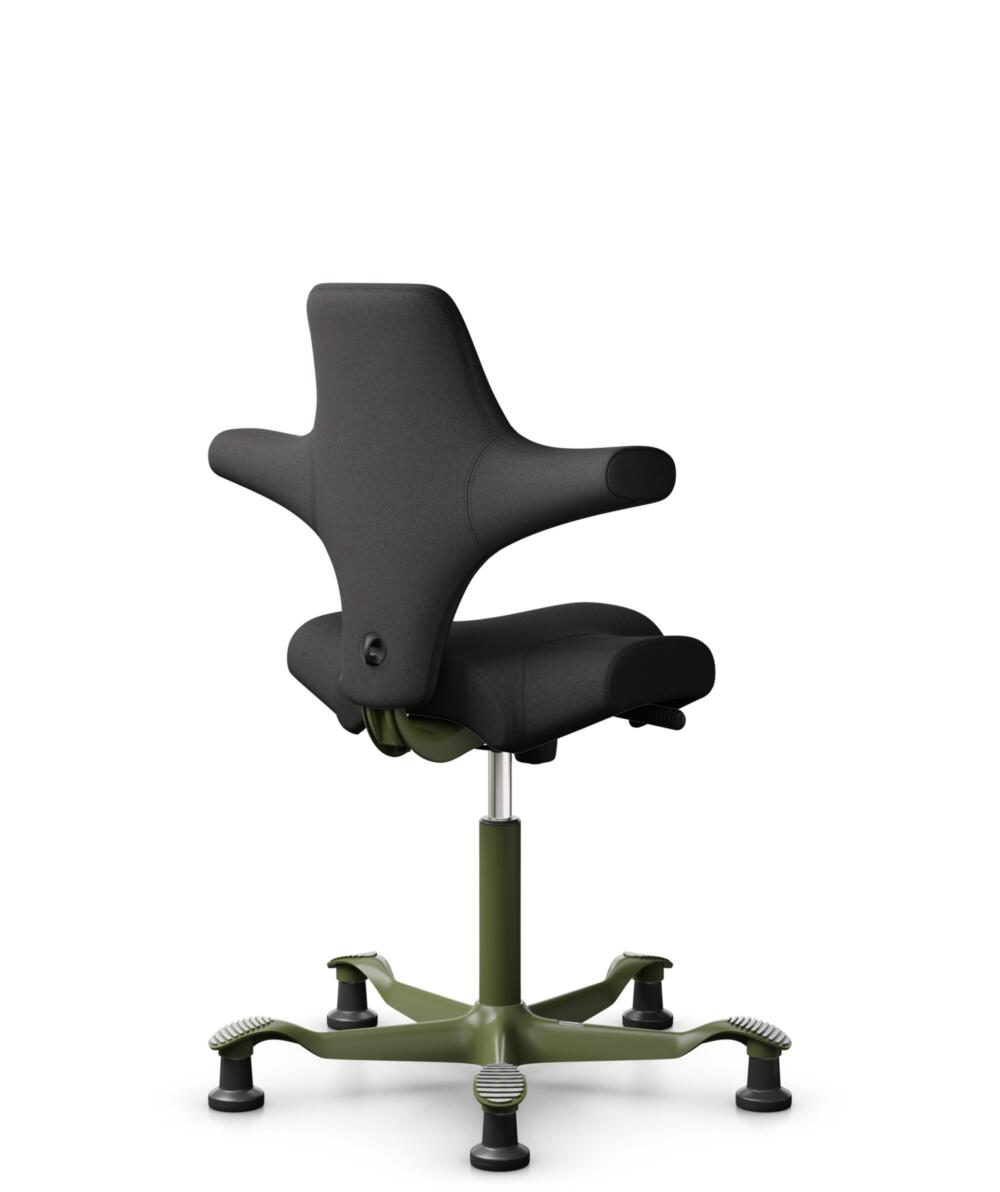 HÅG Capisco 8106 - Capture (Gabriel) - Wol / Polyamide - CPT5501 - Charcoal - Framekleur - Moss Grey - Gasveer - 150 mm (Zithoogte 40-55cm) - Vloercontact - Glijdoppen - Voetenring - Nee, geen voetenring - Voetster - Nee, voetster in framekleur - 3