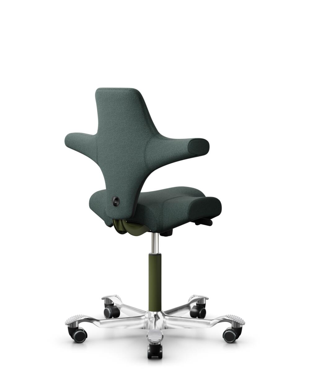 HÅG Capisco 8106 - Capture (Gabriel) - Wol / Polyamide - CPT6601 - Blue - Framekleur - Moss Grey - Gasveer - 200 mm (Zithoogte 46-64cm) - Vloercontact - Harde wielen t.b.v. zachte vloeren - Voetenring - Nee, geen voetenring - Voetster - Ja, voetster in... - 3