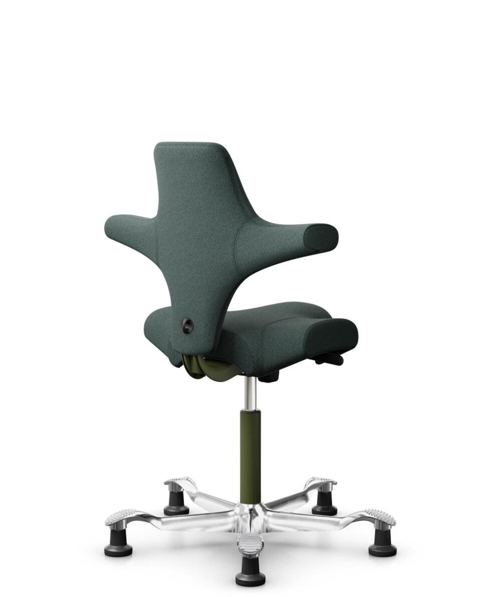 HÅG Capisco 8106 - Capture (Gabriel) - Wol / Polyamide - CPT6601 - Blue - Framekleur - Moss Grey - Gasveer - 265 mm (Zithoogte 53-79cm) - Vloercontact - Glijdoppen - Voetenring - Nee, geen voetenring - Voetster - Ja, voetster in gepolijst aluminium - 3