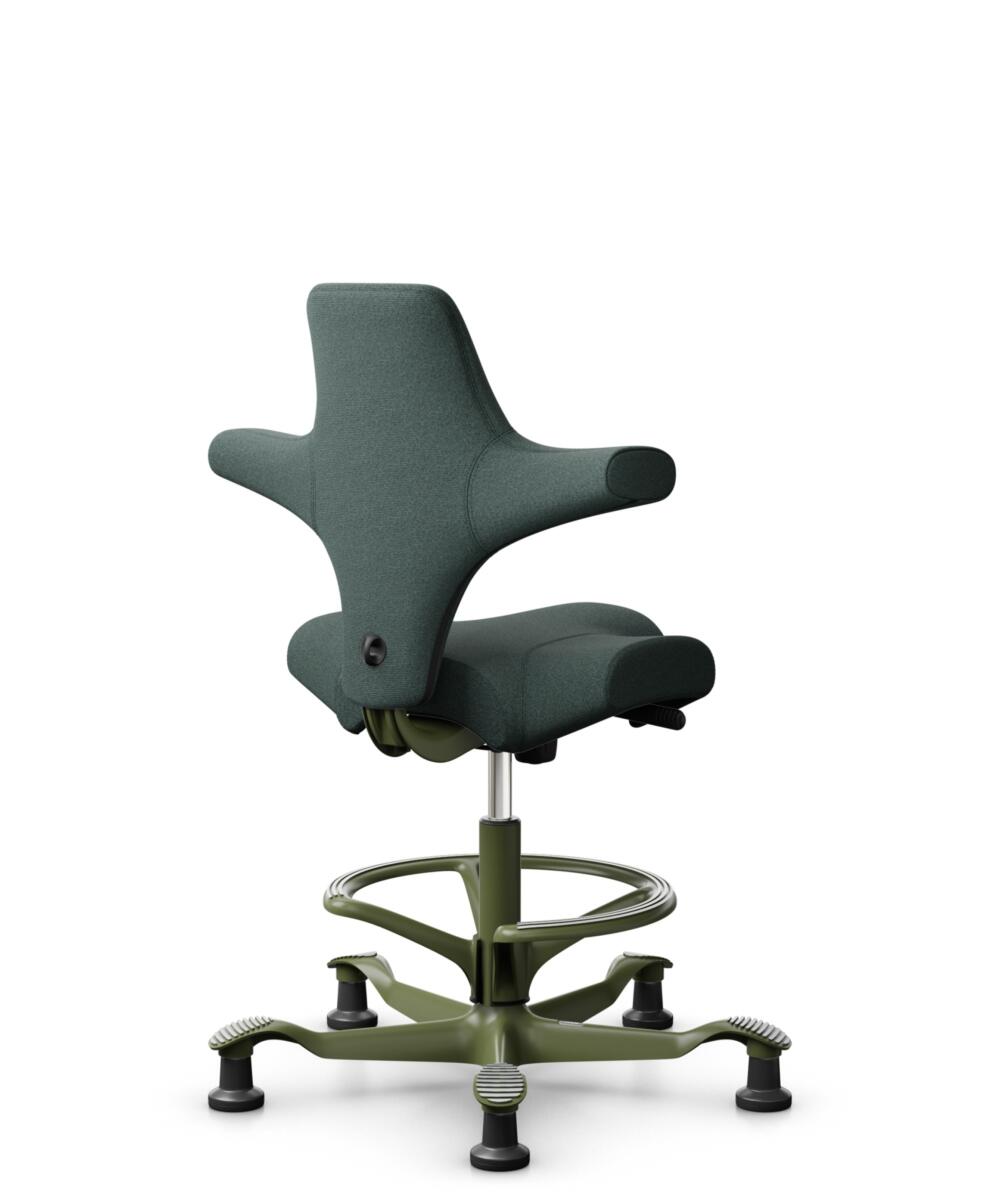 HÅG Capisco 8106 - Capture (Gabriel) - Wol / Polyamide - CPT6601 - Blue - Framekleur - Moss Grey - Gasveer - 265 mm (Zithoogte 53-79cm) - Vloercontact - Glijdoppen - Voetenring - Ja, in framekleur - Voetster - Nee, voetster in framekleur - 3
