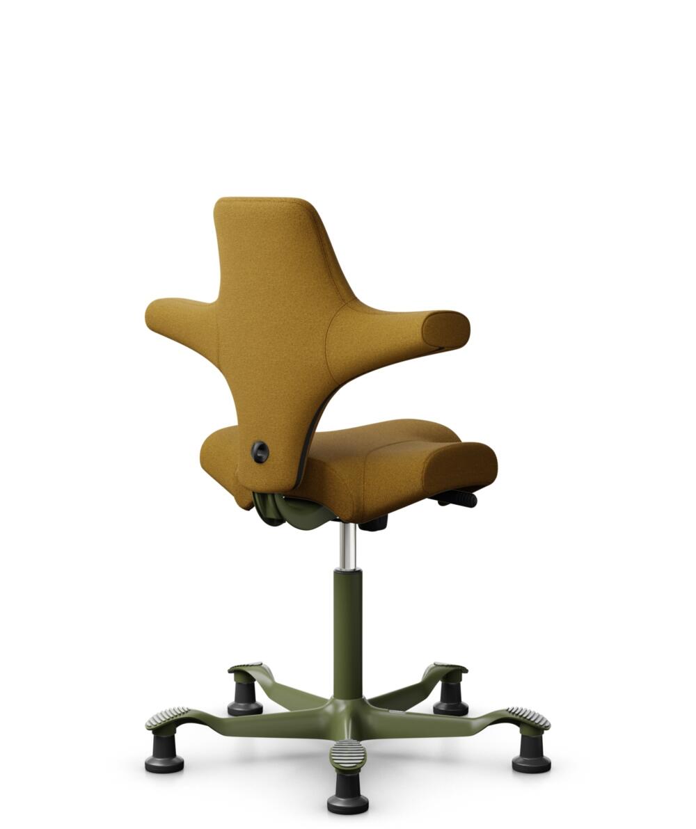 HÅG Capisco 8106 - Capture (Gabriel) - Wol / Polyamide - CPT6401 - Ochre - Framekleur - Moss Grey - Gasveer - 150 mm (Zithoogte 40-55cm) - Vloercontact - Glijdoppen - Voetenring - Nee, geen voetenring - Voetster - Nee, voetster in framekleur - 1