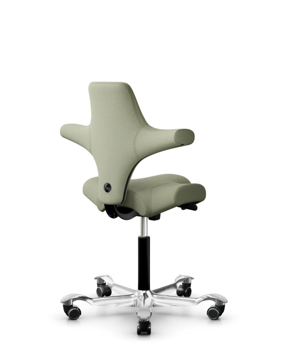 HÅG Capisco 8106 - Capture (Gabriel) - Wol / Polyamide - CPT5101 - Green-grey - Framekleur - Zwart - Gasveer - 200 mm (Zithoogte 46-64cm) - Vloercontact - Zachte wielen t.b.v. harde vloeren - Voetenring - Nee, geen voetenring - Voetster - Ja, voetster ... - 1