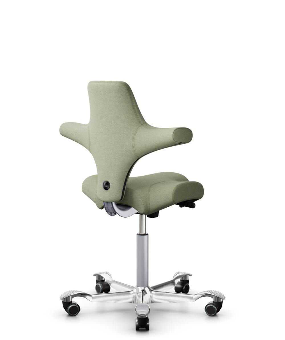 HÅG Capisco 8106 - Capture (Gabriel) - Wol / Polyamide - CPT5101 - Green-grey - Framekleur - Zilver - Gasveer - 150 mm (Zithoogte 40-55cm) - Vloercontact - Zachte wielen t.b.v. harde vloeren - Voetenring - Nee, geen voetenring - Voetster - Ja, voetster... - 3