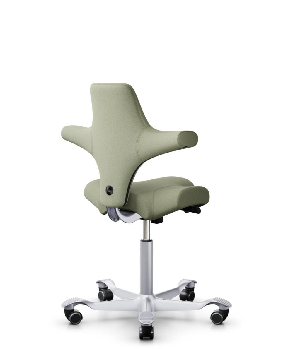 HÅG Capisco 8106 - Capture (Gabriel) - Wol / Polyamide - CPT5101 - Green-grey - Framekleur - Zilver - Gasveer - 200 mm (Zithoogte 46-64cm) - Vloercontact - Zachte wielen t.b.v. harde vloeren - Voetenring - Nee, geen voetenring - Voetster - Nee, voetste... - 1