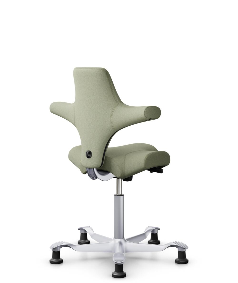 HÅG Capisco 8106 - Capture (Gabriel) - Wol / Polyamide - CPT5101 - Green-grey - Framekleur - Zilver - Gasveer - 200 mm (Zithoogte 46-64cm) - Vloercontact - Glijdoppen - Voetenring - Nee, geen voetenring - Voetster - Nee, voetster in framekleur - 1
