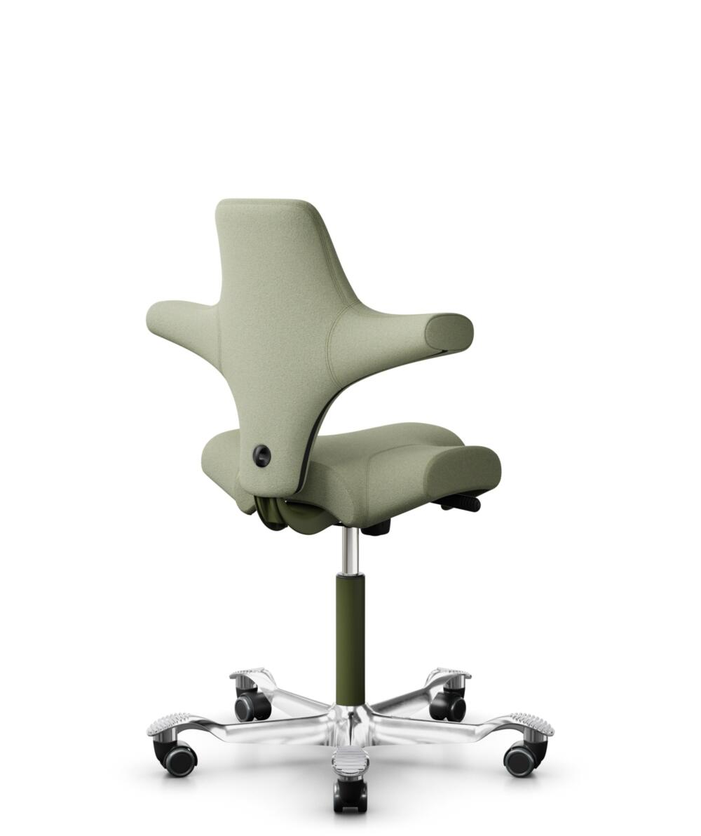 HÅG Capisco 8106 - Capture (Gabriel) - Wol / Polyamide - CPT5101 - Green-grey - Framekleur - Moss Grey - Gasveer - 150 mm (Zithoogte 40-55cm) - Vloercontact - Zachte wielen t.b.v. harde vloeren - Voetenring - Nee, geen voetenring - Voetster - Ja, voets... - 3
