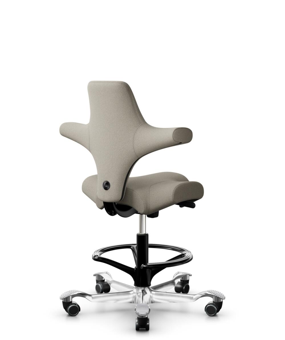 HÅG Capisco 8106 - Capture (Gabriel) - Wol / Polyamide - CPT5103 - Light beige - Framekleur - Zwart - Gasveer - 200 mm (Zithoogte 46-64cm) - Vloercontact - Harde wielen t.b.v. zachte vloeren - Voetenring - Ja, in framekleur - Voetster - Ja, voetster in... - 3