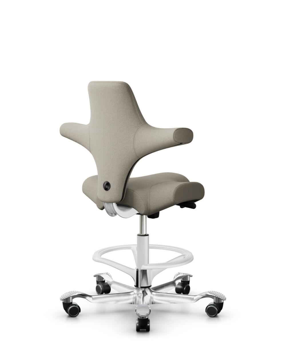 HÅG Capisco 8106 - Capture (Gabriel) - Wol / Polyamide - CPT5103 - Light beige - Framekleur - Wit - Gasveer - 265 mm (Zithoogte 53-79cm) - Vloercontact - Zachte wielen t.b.v. harde vloeren - Voetenring - Ja, in framekleur - Voetster - Ja, voetster in g... - 3