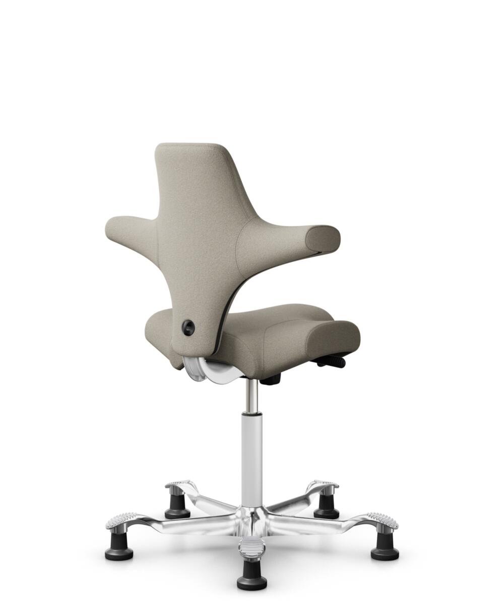 HÅG Capisco 8106 - Capture (Gabriel) - Wol / Polyamide - CPT5103 - Light beige - Framekleur - Wit - Gasveer - 265 mm (Zithoogte 53-79cm) - Vloercontact - Glijdoppen - Voetenring - Nee, geen voetenring - Voetster - Ja, voetster in gepolijst aluminium - 1