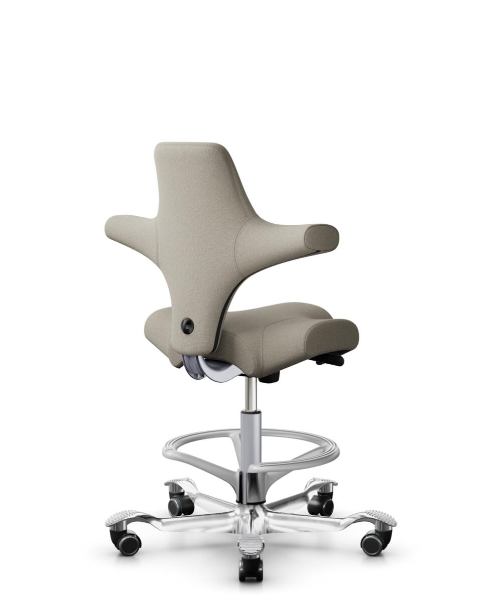 HÅG Capisco 8106 - Capture (Gabriel) - Wol / Polyamide - CPT5103 - Light beige - Framekleur - Zilver - Gasveer - 265 mm (Zithoogte 53-79cm) - Vloercontact - Harde wielen t.b.v. zachte vloeren - Voetenring - Ja, in framekleur - Voetster - Ja, voetster i... - 1