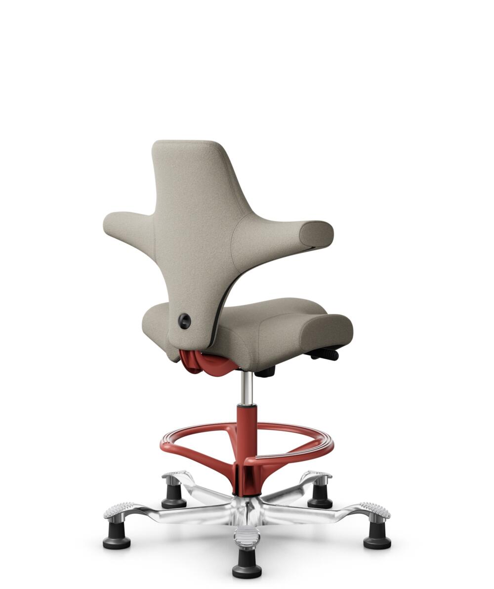 HÅG Capisco 8106 - Capture (Gabriel) - Wol / Polyamide - CPT5103 - Light beige - Framekleur - Blush Rose - Gasveer - 200 mm (Zithoogte 46-64cm) - Vloercontact - Glijdoppen - Voetenring - Ja, in framekleur - Voetster - Ja, voetster in gepolijst aluminium - 3