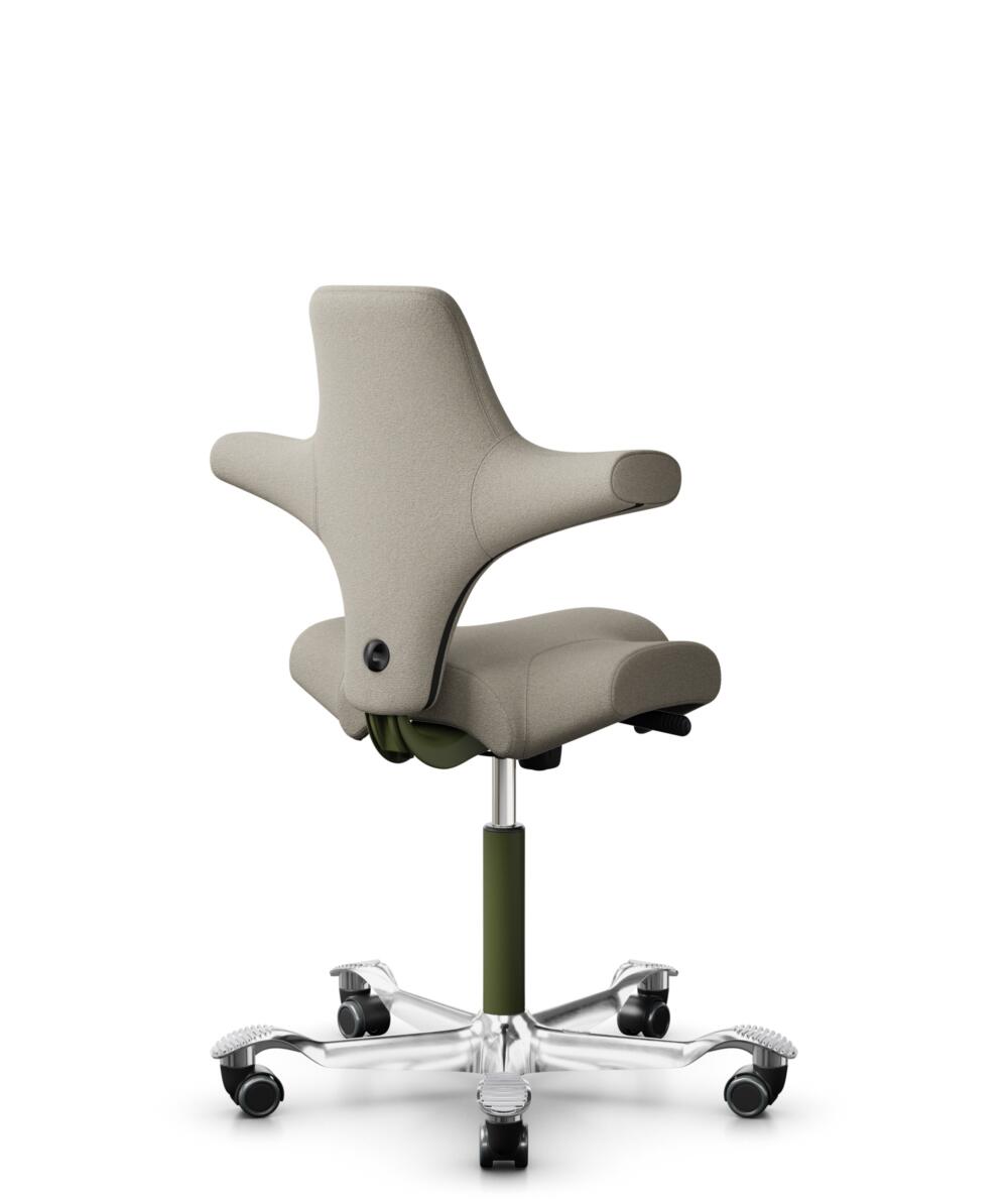 HÅG Capisco 8106 - Capture (Gabriel) - Wol / Polyamide - CPT5103 - Light beige - Framekleur - Moss Grey - Gasveer - 265 mm (Zithoogte 53-79cm) - Vloercontact - Harde wielen t.b.v. zachte vloeren - Voetenring - Nee, geen voetenring - Voetster - Ja, voet... - 3