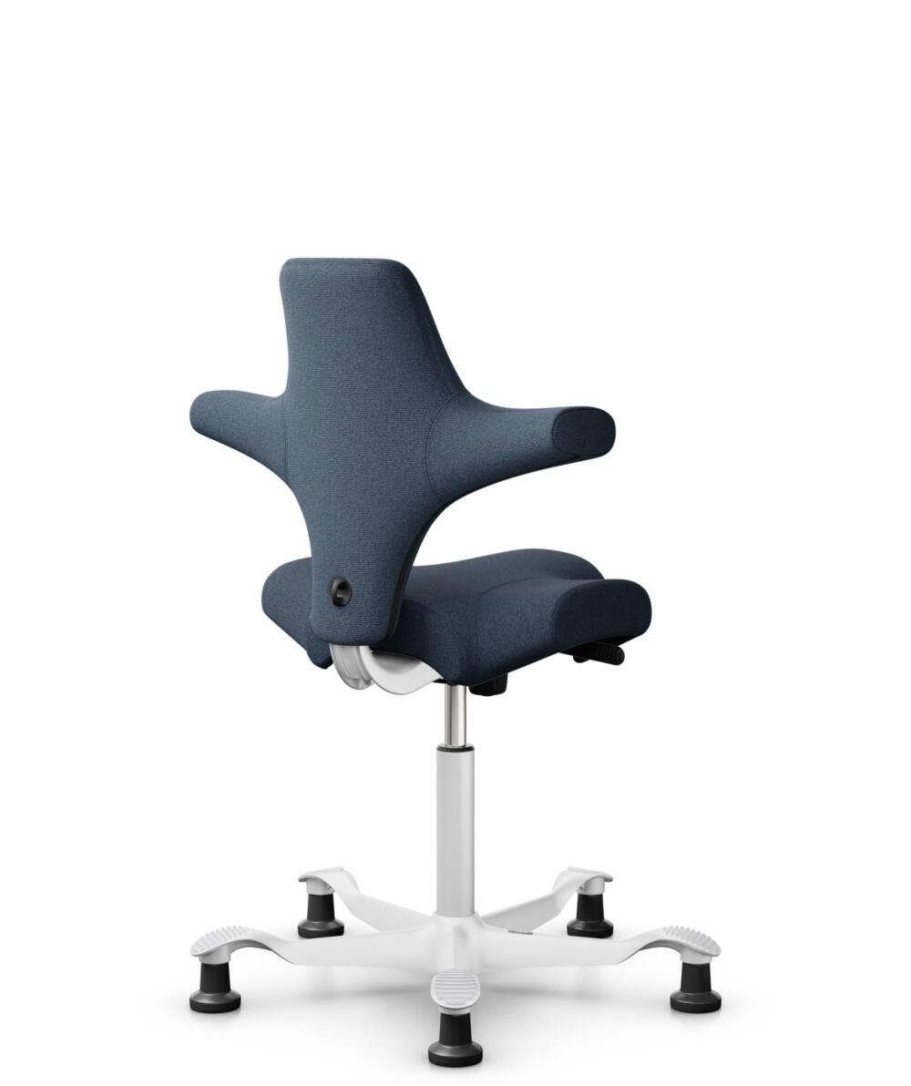 HÅG Capisco 8106 - Capture (Gabriel) - Wol / Polyamide - CPT6001 - Dark blue - Framekleur - Wit - Gasveer - 150 mm (Zithoogte 40-55cm) - Vloercontact - Glijdoppen - Voetenring - Nee, geen voetenring - Voetster - Nee, voetster in framekleur - 1
