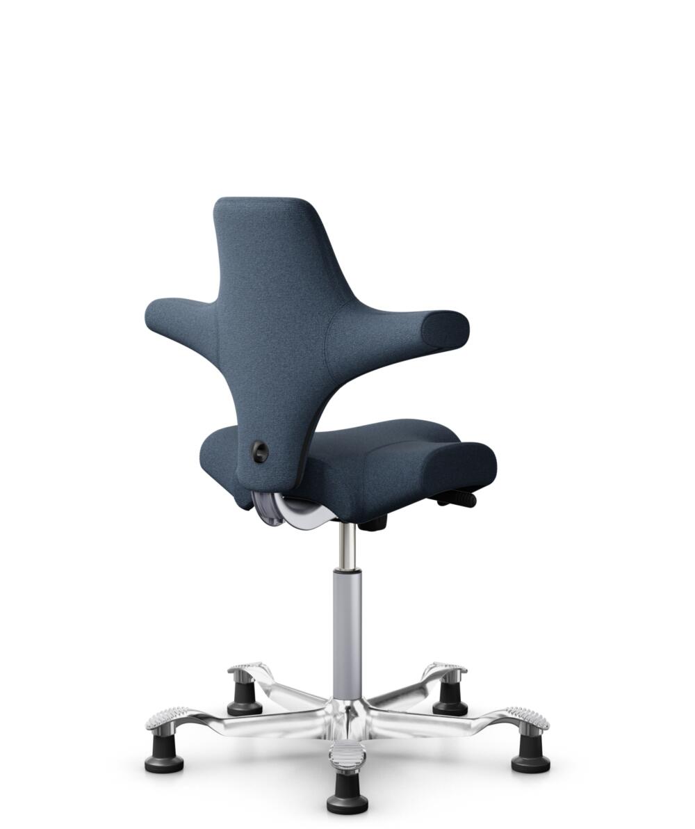 HÅG Capisco 8106 - Capture (Gabriel) - Wol / Polyamide - CPT6001 - Dark blue - Framekleur - Zilver - Gasveer - 200 mm (Zithoogte 46-64cm) - Vloercontact - Glijdoppen - Voetenring - Nee, geen voetenring - Voetster - Ja, voetster in gepolijst aluminium - 3