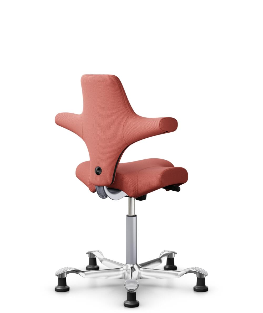 HÅG Capisco 8106 - Oceanic (Camira) - Gerecycled Polyester - OCI012 - Orange-red - Framekleur - Zilver - Gasveer - 200 mm (Zithoogte 46-64cm) - Vloercontact - Glijdoppen - Voetenring - Nee, geen voetenring - Voetster - Ja, voetster in gepolijst aluminium - 3