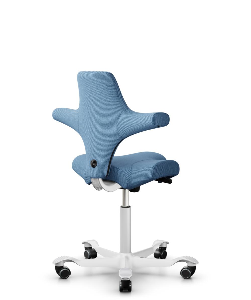 HÅG Capisco 8106 - Oceanic (Camira) - Gerecycled Polyester - OCI011 - Light blue - Framekleur - Wit - Gasveer - 150 mm (Zithoogte 40-55cm) - Vloercontact - Zachte wielen t.b.v. harde vloeren - Voetenring - Nee, geen voetenring - Voetster - Nee, voetste... - 3