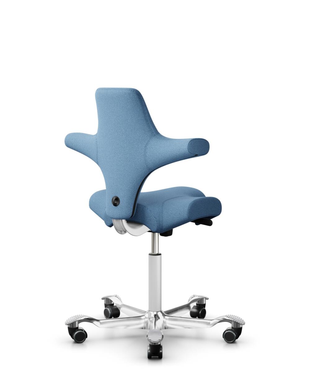 HÅG Capisco 8106 - Oceanic (Camira) - Gerecycled Polyester - OCI011 - Light blue - Framekleur - Wit - Gasveer - 200 mm (Zithoogte 46-64cm) - Vloercontact - Zachte wielen t.b.v. harde vloeren - Voetenring - Nee, geen voetenring - Voetster - Ja, voetster... - 3