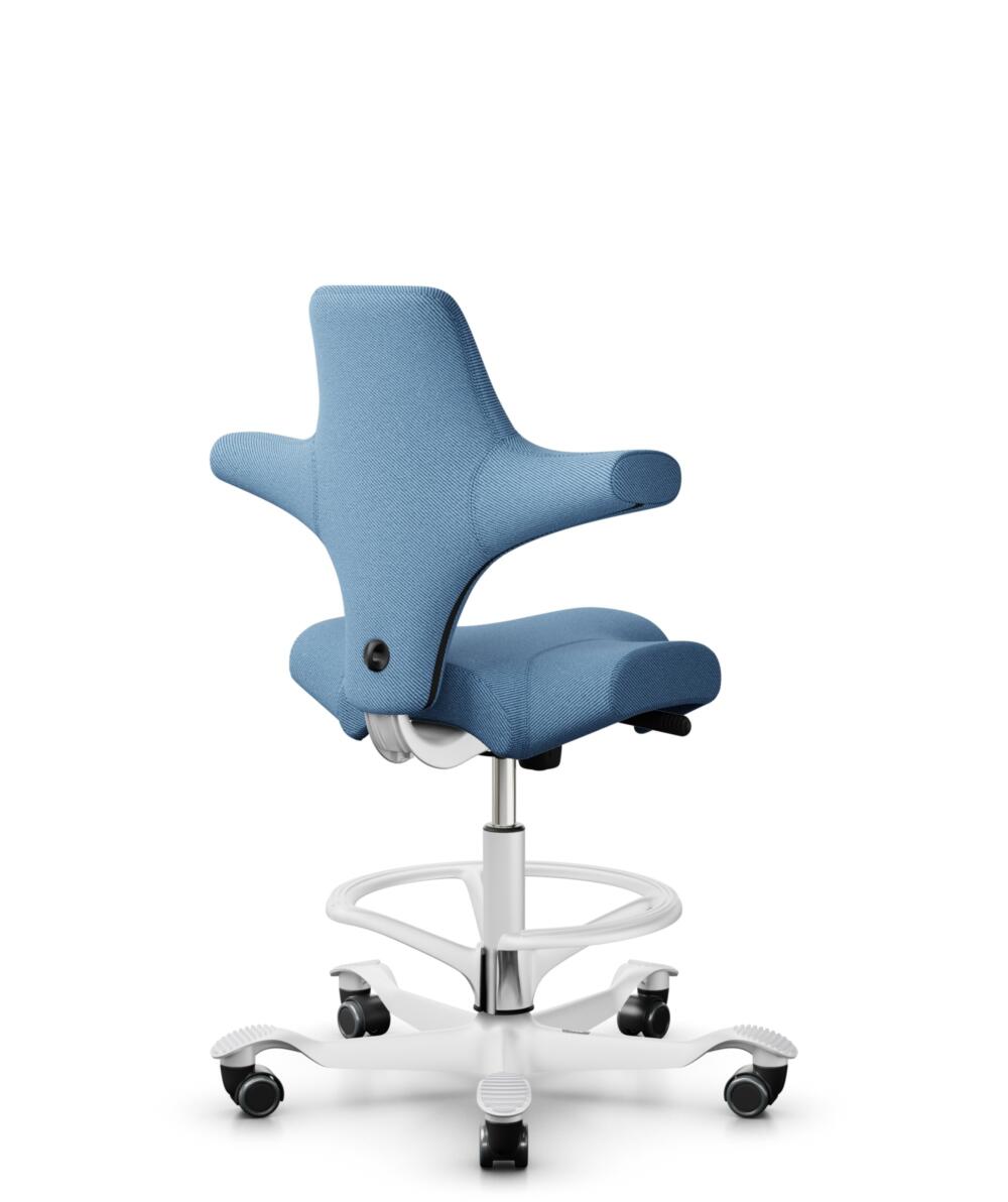 HÅG Capisco 8106 - Oceanic (Camira) - Gerecycled Polyester - OCI011 - Light blue - Framekleur - Wit - Gasveer - 200 mm (Zithoogte 46-64cm) - Vloercontact - Zachte wielen t.b.v. harde vloeren - Voetenring - Ja, in framekleur - Voetster - Nee, voetster i... - 3