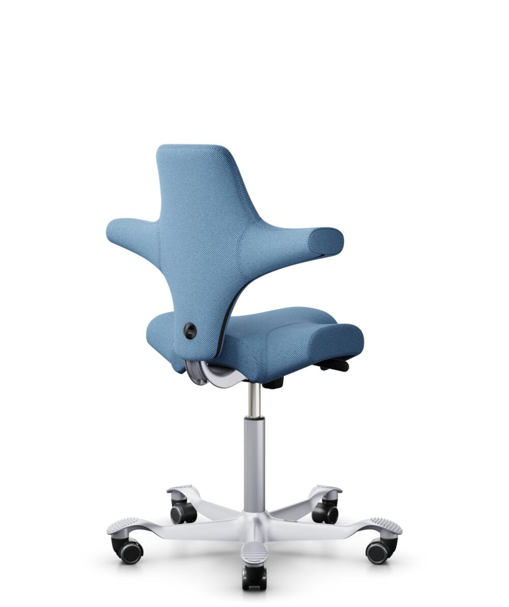 HÅG Capisco 8106 - Oceanic (Camira) - Gerecycled Polyester - OCI011 - Light blue - Framekleur - Zilver - Gasveer - 150 mm (Zithoogte 40-55cm) - Vloercontact - Harde wielen t.b.v. zachte vloeren - Voetenring - Nee, geen voetenring - Voetster - Nee, voet... - 3