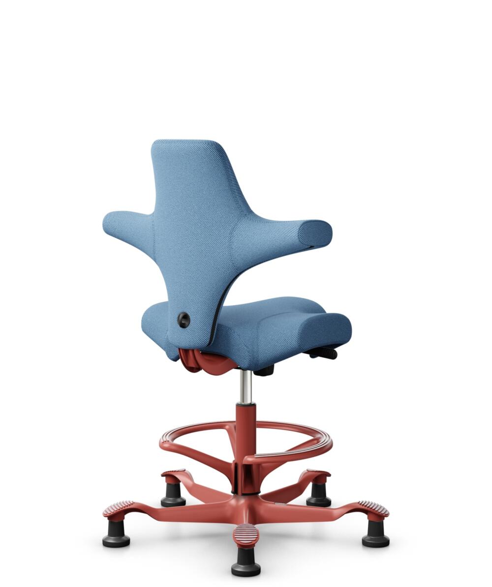 HÅG Capisco 8106 - Oceanic (Camira) - Gerecycled Polyester - OCI011 - Light blue - Framekleur - Blush Rose - Gasveer - 200 mm (Zithoogte 46-64cm) - Vloercontact - Glijdoppen - Voetenring - Ja, in framekleur - Voetster - Nee, voetster in framekleur - 3