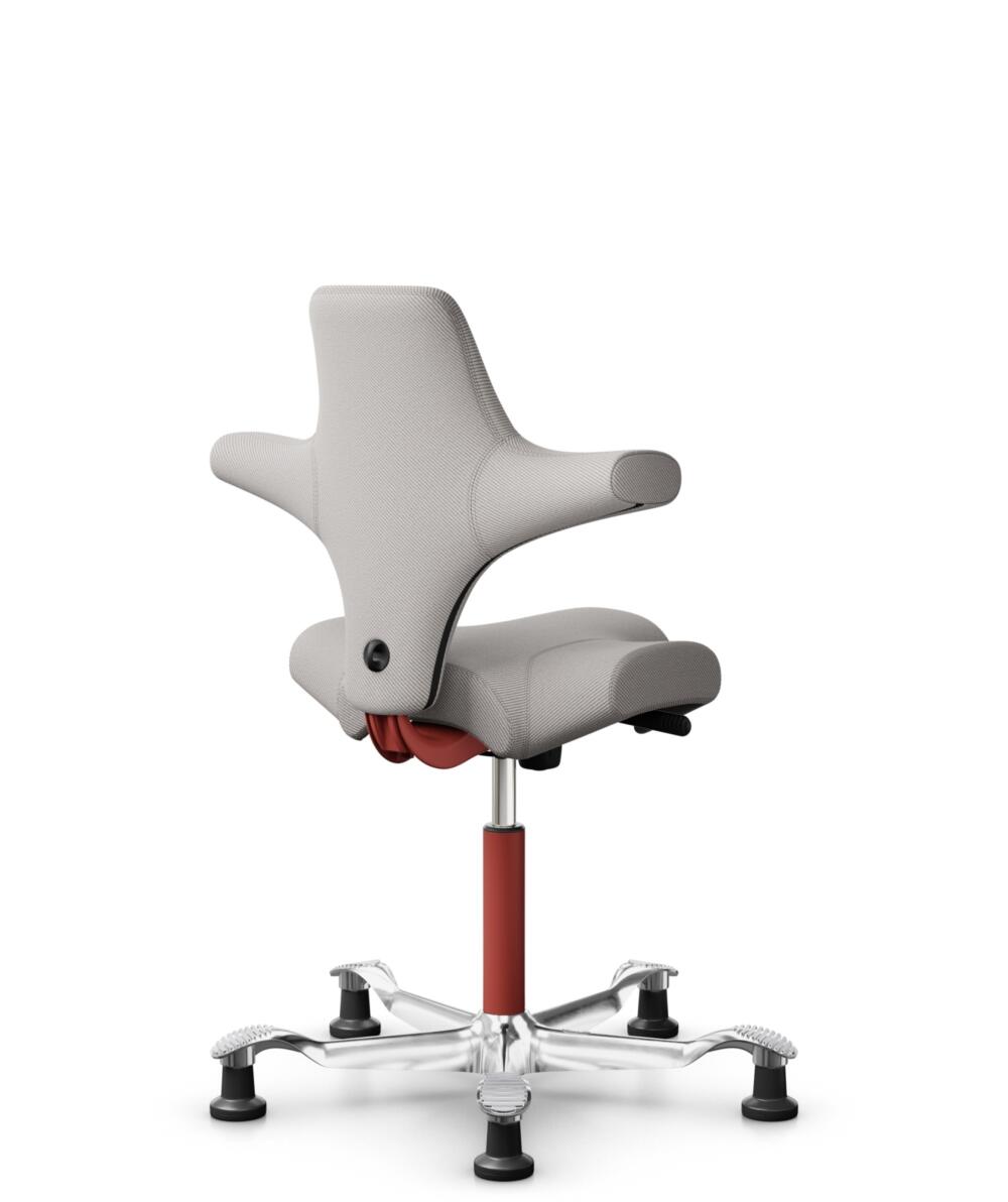 HÅG Capisco 8106 - Oceanic (Camira) - Gerecycled Polyester - OCI014 - Light beige - Framekleur - Blush Rose - Gasveer - 265 mm (Zithoogte 53-79cm) - Vloercontact - Glijdoppen - Voetenring - Nee, geen voetenring - Voetster - Ja, voetster in gepolijst al... - 3