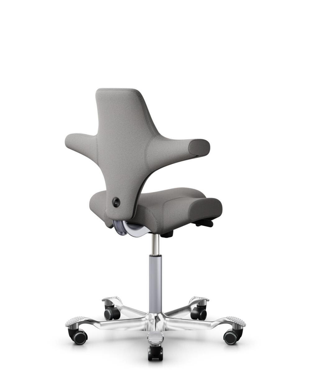 HÅG Capisco 8106 - Oceanic (Camira) - Gerecycled Polyester - OCI008 - Warm grey - Framekleur - Zilver - Gasveer - 150 mm (Zithoogte 40-55cm) - Vloercontact - Harde wielen t.b.v. zachte vloeren - Voetenring - Nee, geen voetenring - Voetster - Ja, voetst... - 3