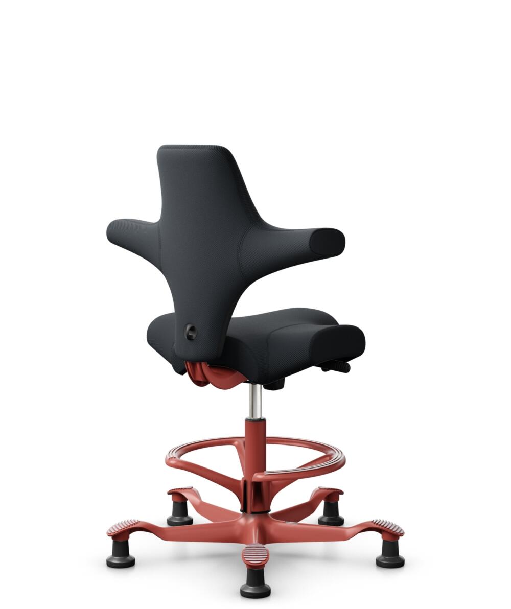 HÅG Capisco 8106 - Oceanic (Camira) - Gerecycled Polyester - OCI001 - Black - Framekleur - Blush Rose - Gasveer - 265 mm (Zithoogte 53-79cm) - Vloercontact - Glijdoppen - Voetenring - Ja, in framekleur - Voetster - Nee, voetster in framekleur - 3