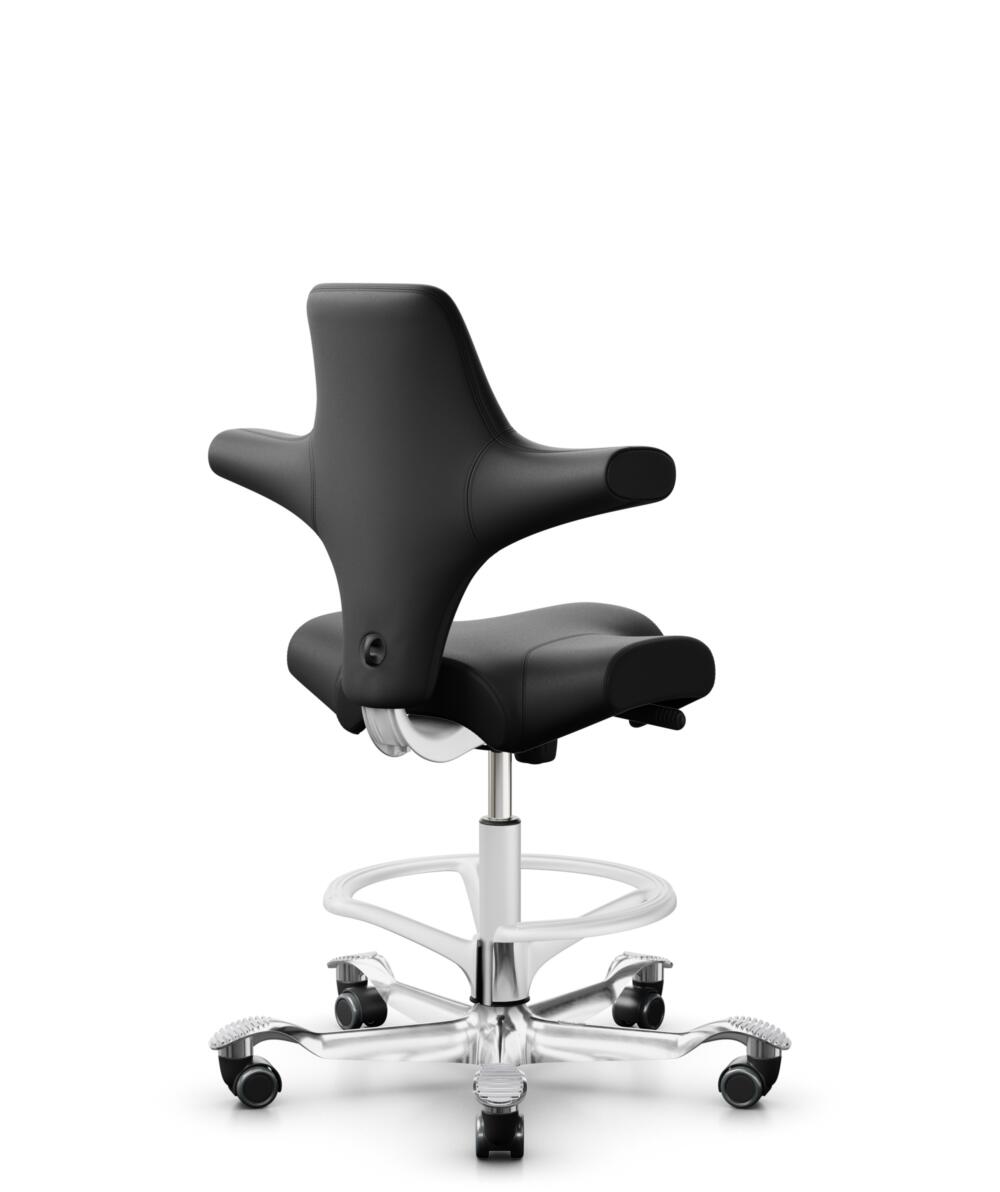 HÅG Capisco 8106 - Puxx 1 (Oniro) - Polyurethaan Kunstleer - PU215816 - Black - Framekleur - Wit - Gasveer - 200 mm (Zithoogte 46-64cm) - Vloercontact - Harde wielen t.b.v. zachte vloeren - Voetenring - Ja, in framekleur - Voetster - Ja, voetster in ge... - 3