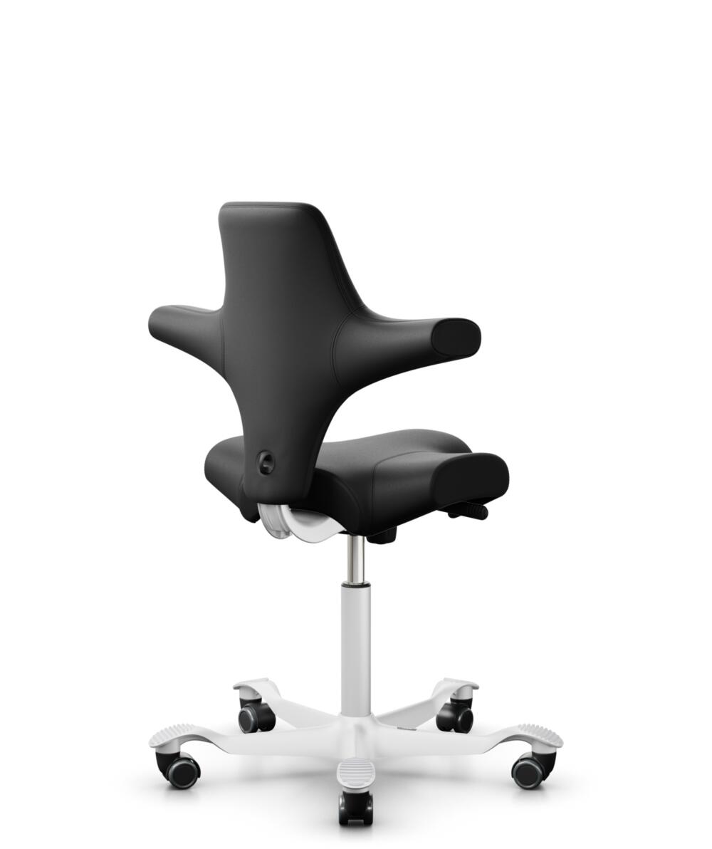 HÅG Capisco 8106 - Puxx 1 (Oniro) - Polyurethaan Kunstleer - PU215816 - Black - Framekleur - Wit - Gasveer - 265 mm (Zithoogte 53-79cm) - Vloercontact - Harde wielen t.b.v. zachte vloeren - Voetenring - Nee, geen voetenring - Voetster - Nee, voetster i... - 3