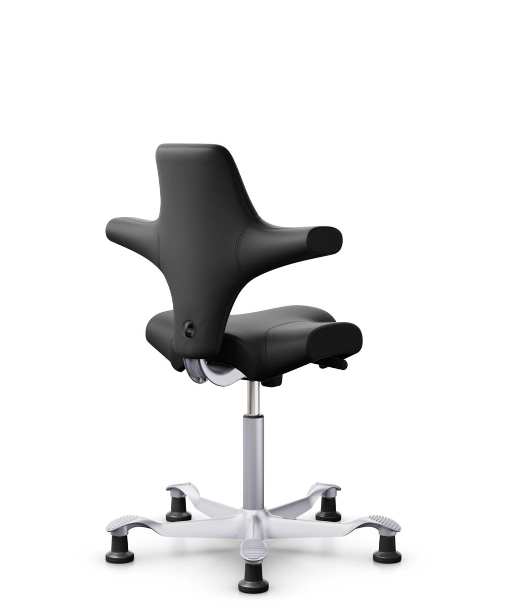 HÅG Capisco 8106 - Puxx 1 (Oniro) - Polyurethaan Kunstleer - PU215816 - Black - Framekleur - Zilver - Gasveer - 265 mm (Zithoogte 53-79cm) - Vloercontact - Glijdoppen - Voetenring - Nee, geen voetenring - Voetster - Nee, voetster in framekleur - 3