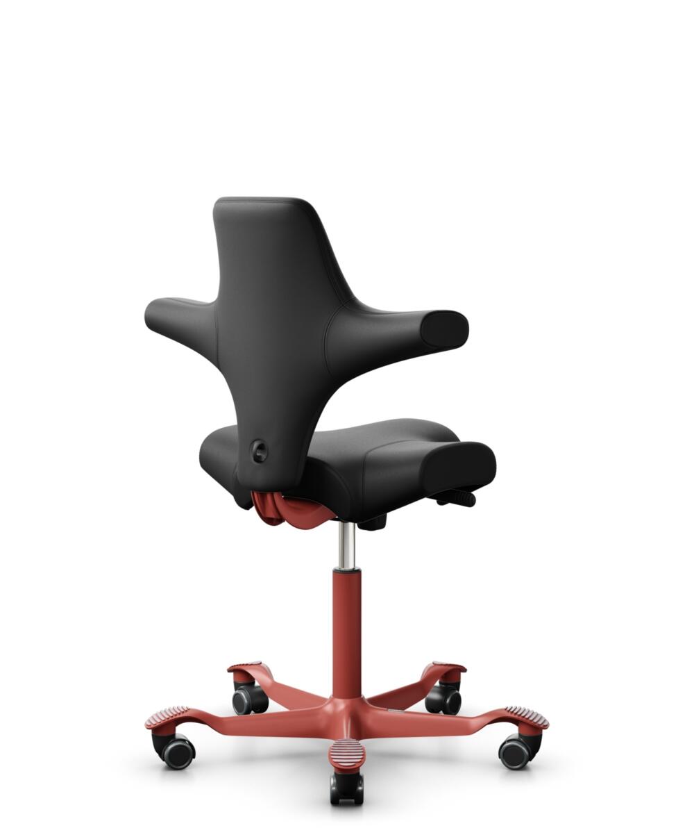 HÅG Capisco 8106 - Puxx 1 (Oniro) - Polyurethaan Kunstleer - PU215816 - Black - Framekleur - Blush Rose - Gasveer - 150 mm (Zithoogte 40-55cm) - Vloercontact - Zachte wielen t.b.v. harde vloeren - Voetenring - Nee, geen voetenring - Voetster - Nee, voe... - 3
