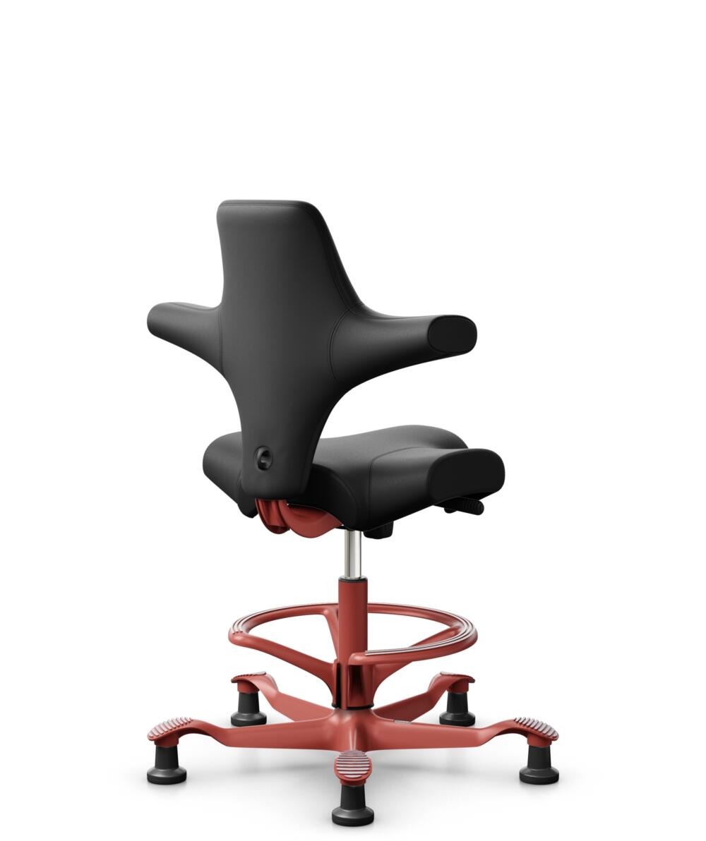 HÅG Capisco 8106 - Puxx 1 (Oniro) - Polyurethaan Kunstleer - PU215816 - Black - Framekleur - Blush Rose - Gasveer - 265 mm (Zithoogte 53-79cm) - Vloercontact - Glijdoppen - Voetenring - Ja, in framekleur - Voetster - Nee, voetster in framekleur - 3