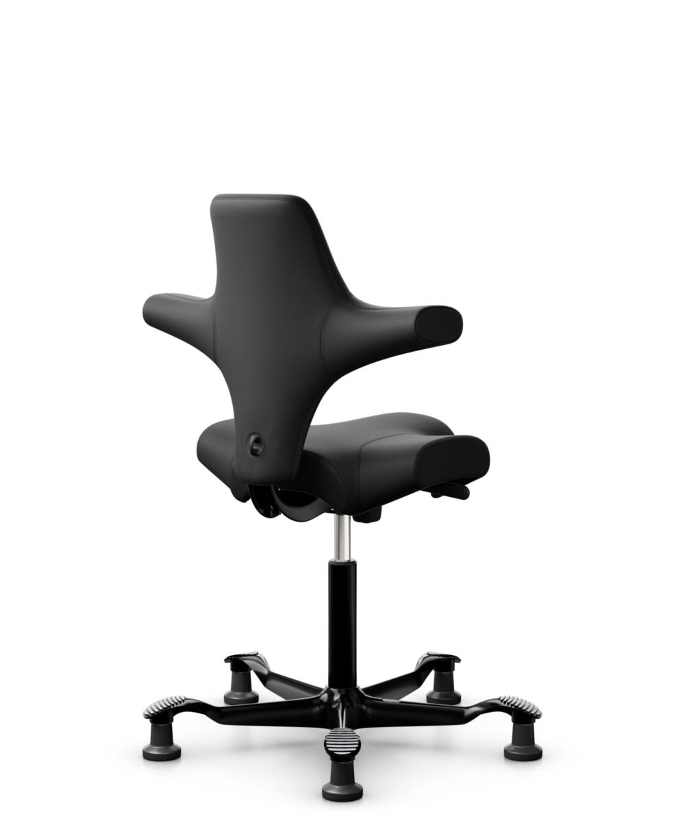 HÅG Capisco 8106 - Illusion 3.0 (Nevotex) - Polyurethaan Kunstleer - ILU3110 - Black - Framekleur - Zwart - Gasveer - 265 mm (Zithoogte 53-79cm) - Vloercontact - Glijdoppen - Voetenring - Nee, geen voetenring - Voetster - Nee, voetster in framekleur - 3