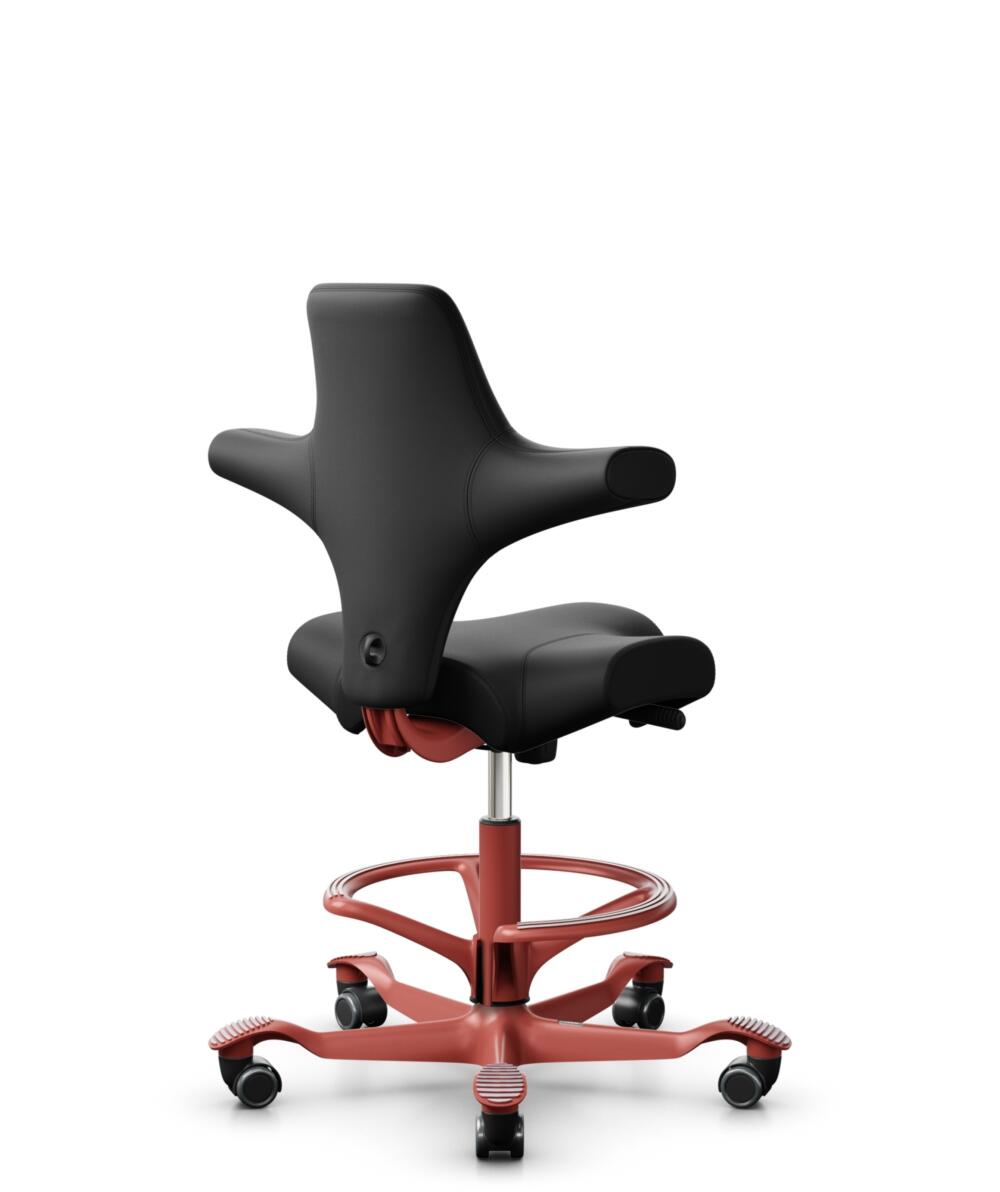 HÅG Capisco 8106 - Illusion 3.0 (Nevotex) - Polyurethaan Kunstleer - ILU3110 - Black - Framekleur - Blush Rose - Gasveer - 200 mm (Zithoogte 46-64cm) - Vloercontact - Zachte wielen t.b.v. harde vloeren - Voetenring - Ja, in framekleur - Voetster - Nee,... - 3