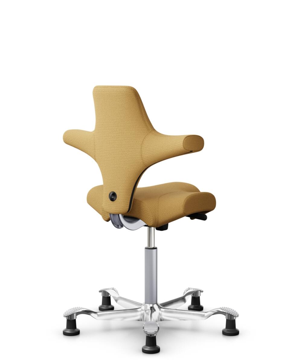 HÅG Capisco 8106 - Sirdal (GU) - Wol - SRD320 - Ochre - Framekleur - Zilver - Gasveer - 150 mm (Zithoogte 40-55cm) - Vloercontact - Glijdoppen - Voetenring - Nee, geen voetenring - Voetster - Ja, voetster in gepolijst aluminium - 3